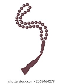 A vector illustration of Tasbih, a string of prayer beads used in Islamic devotion, featuring intricate details and aesthetic design, perfect for religious, cultural, and spiritual themes.