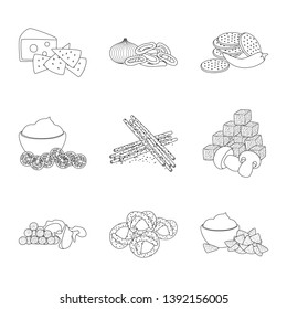 Vector illustration of taste and crunchy logo. Set of taste and cooking stock symbol for web.