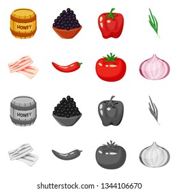 Vector illustration of taste and product icon. Collection of taste and cooking vector icon for stock.