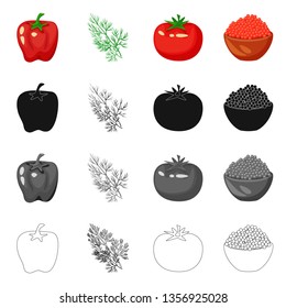 Vector illustration of taste and product icon. Set of taste and cooking stock symbol for web.