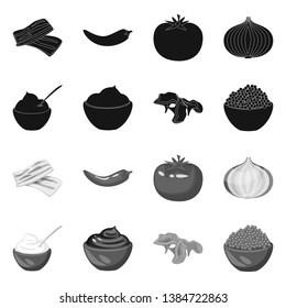 Vector illustration of taste and product icon. Set of taste and cooking vector icon for stock.