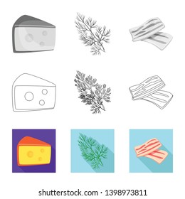 Vector illustration of taste and product icon. Set of taste and cooking stock vector illustration.