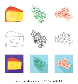 Vector illustration of taste and product icon. Collection of taste and cooking vector icon for stock.