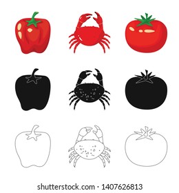 Vector illustration of taste and product icon. Collection of taste and cooking stock vector illustration.