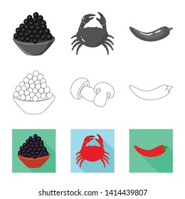 Vector illustration of taste and product icon. Set of taste and cooking vector icon for stock.