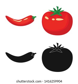 Vector illustration of taste and product icon. Set of taste and cooking stock vector illustration.