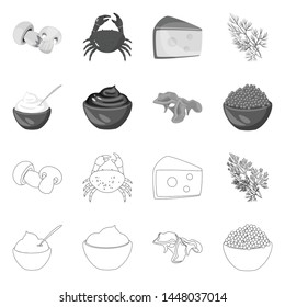 Vector illustration of taste and product icon. Set of taste and cooking vector icon for stock.