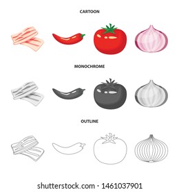 Vector illustration of taste and product icon. Set of taste and cooking vector icon for stock.