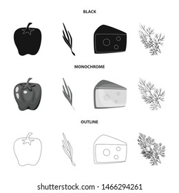 Vector illustration of taste and product icon. Set of taste and cooking vector icon for stock.