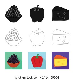 Vector illustration of taste and product logo. Set of taste and cooking stock symbol for web.