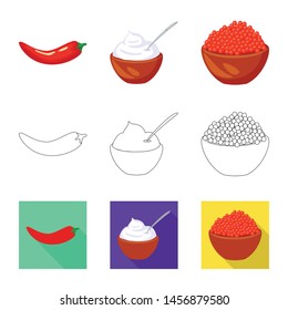 Vector illustration of taste and product logo. Set of taste and cooking vector icon for stock.