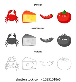 Vector illustration of taste and product sign. Set of taste and cooking vector icon for stock.