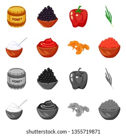 Vector illustration of taste and product sign. Set of taste and cooking stock symbol for web.