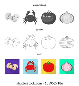 Vector illustration of taste and product sign. Set of taste and cooking stock symbol for web.