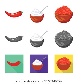 Vector illustration of taste and product sign. Set of taste and cooking stock vector illustration.