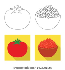 Vector illustration of taste and product sign. Set of taste and cooking vector icon for stock.