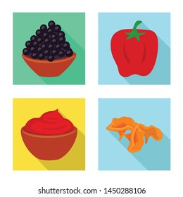 Vector illustration of taste and product sign. Set of taste and cooking stock vector illustration.