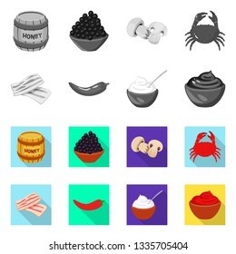 Vector illustration of taste and product symbol. Set of taste and cooking vector icon for stock.