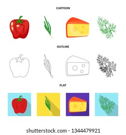 Vector illustration of taste and product symbol. Collection of taste and cooking vector icon for stock.