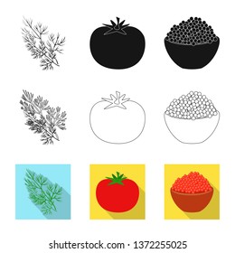 Vector illustration of taste and product symbol. Set of taste and cooking vector icon for stock.