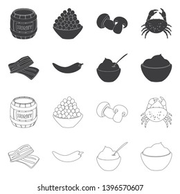 Vector illustration  taste and product symbol. Set  taste and cooking vector icon  stock.