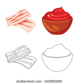 Vector illustration of taste and product symbol. Set of taste and cooking vector icon for stock.