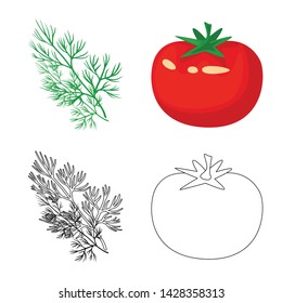 Vector illustration of taste and product symbol. Set of taste and cooking stock vector illustration.