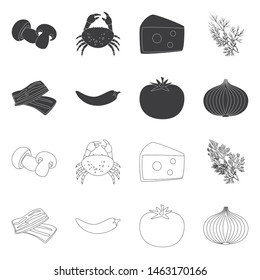 Vector illustration of taste and product symbol. Collection of taste and cooking vector icon for stock.