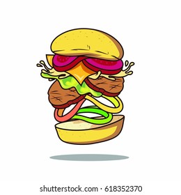 Vector Illustration of Tasty Burger 