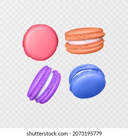 Vector illustration of Tasty colorful french macaron, realistic macaron on light background