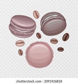 Vector illustration of Tasty colorful french macaron, realistic macaron on light background