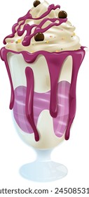 Vector illustration of a tasty ice cream sundae