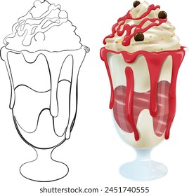 Vector illustration of a tasty ice cream sundae