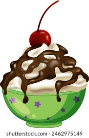 Vector illustration of a tasty ice cream sundae