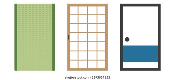 Vector illustration of tatami, shoji and sliding door