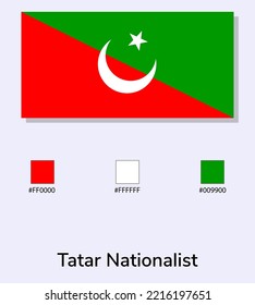 Vector Illustration of Tatar Nationalistflag isolated on light blue background. Illustration Tatar Nationalist flag with Color Codes. As close as possible to the original. 
