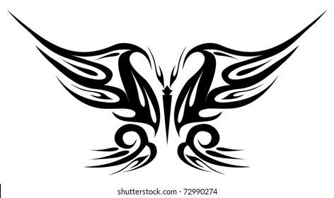 Vector Illustration Tattoo Black Butterfly Stock Vector (Royalty Free ...