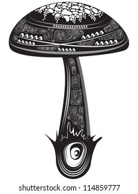 Vector illustration of a tattoo design - Mushroom