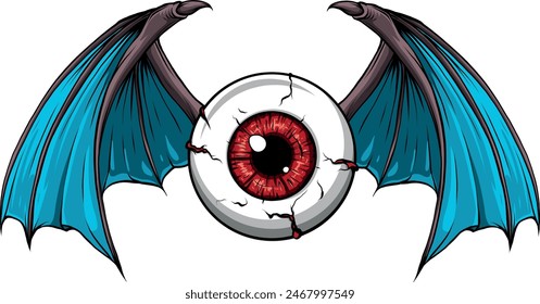 Vector illustration of Tattoo Flying Eyeball design