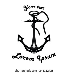 Vector illustration. Tattoo or logo anchor wish rope.