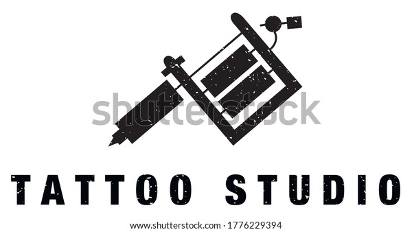 Vector Illustration Tattoo Machine Silhouette Logo Stock Vector 