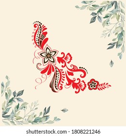 Vector illustration of tattoo, stickers and yoga design, cards and prints.Beautiful flowers.Background with flower 