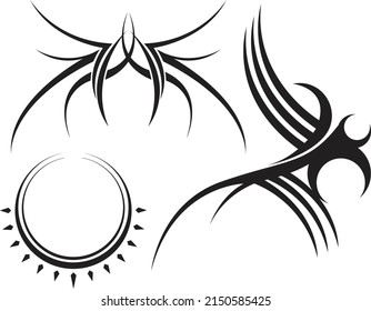 Vector illustration tattoo tribal set isolated on white background