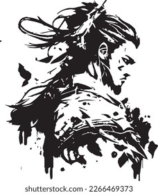 vector, ilustración, tatuajes, arte, negro, cara,