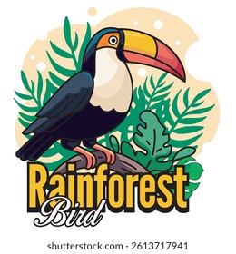 Vector Illustration of Taucan with Simple Illustration Available for Tshirt Design