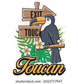 Vector Illustration of Taucan with Simple Illustration Available for Tshirt Design