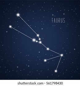 Vector illustration of Taurus constellation on the background of starry sky