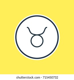 Vector Illustration Of Taurus Outline. Beautiful Astrology Element Also Can Be Used As Bull Element.