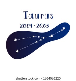 Vector illustration of Taurus zodiac constellation isolated on a white background. 