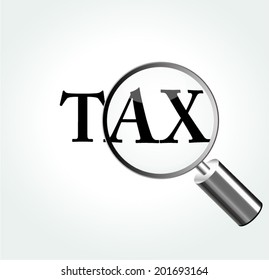 Vector illustration of tax concept with magnifying
